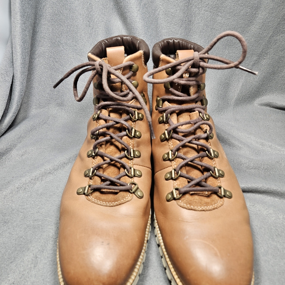 Cole Haan ZeroGrand Hiker Boots Men Size 13w Waterresistant Leather British Tan